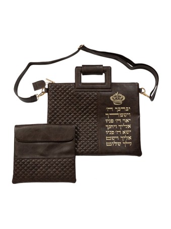 תיקי טלית ותפילין דמוי עור חום... | תיקי טלית ותפילין